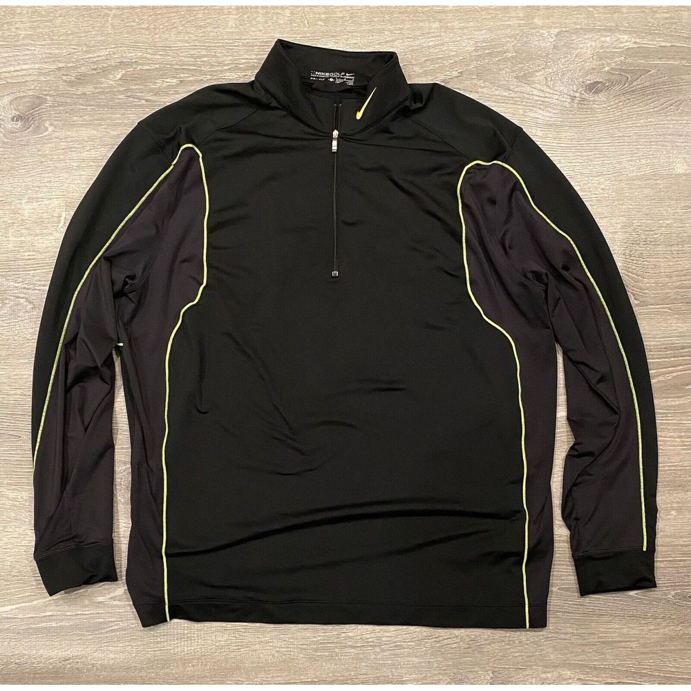 Nike Dri-Fit‎ Quarter 1/4 Zip Long Sleeve L Black Active Shirt Golf Running